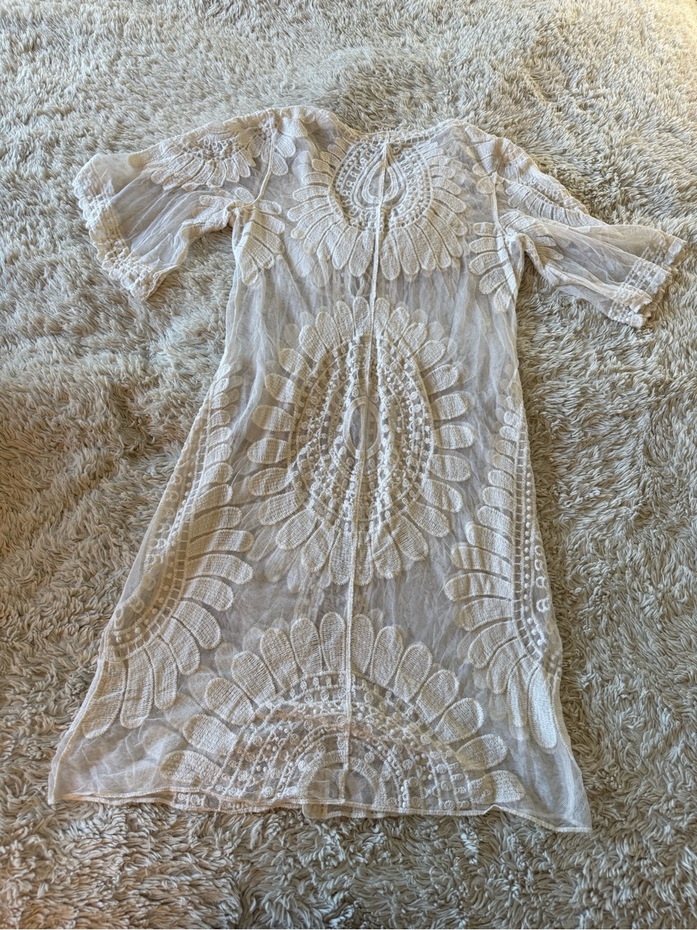 Ivory Knit Coverup with Lace-Like Texture